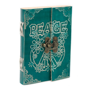 Leather Green Peace Notebook with Lock