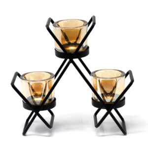 Centerpiece Iron Votive Candle Holder – 3 Cup Triangle